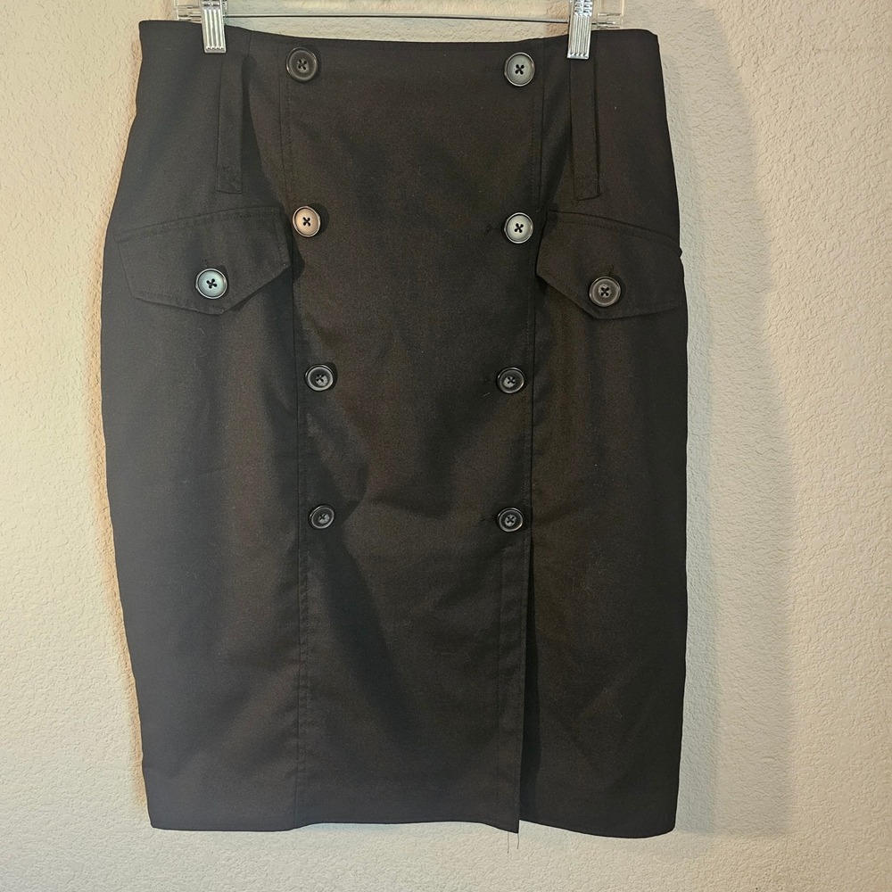 Worthington 90s size 16 pencil skirt buttons back zip black sexy‎ office gilmore